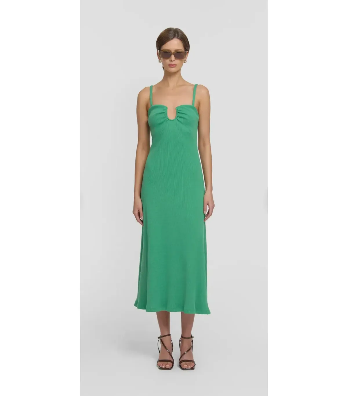 Viktoria & Woods Speakeasy Midi Dress in Galactic Green Size 2 / AU 10 for rent on The Volte - main image