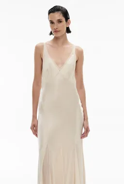 Witchery Sheer Insert Maxi Dress in Parchment Off-White Size AU 8 for rent on The Volte - image 3