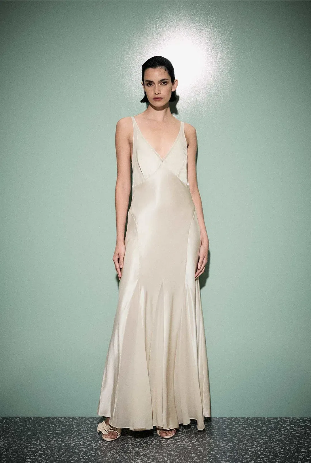 Witchery Sheer Insert Maxi Dress in Parchment Off-White Size AU 8 for rent on The Volte - main image
