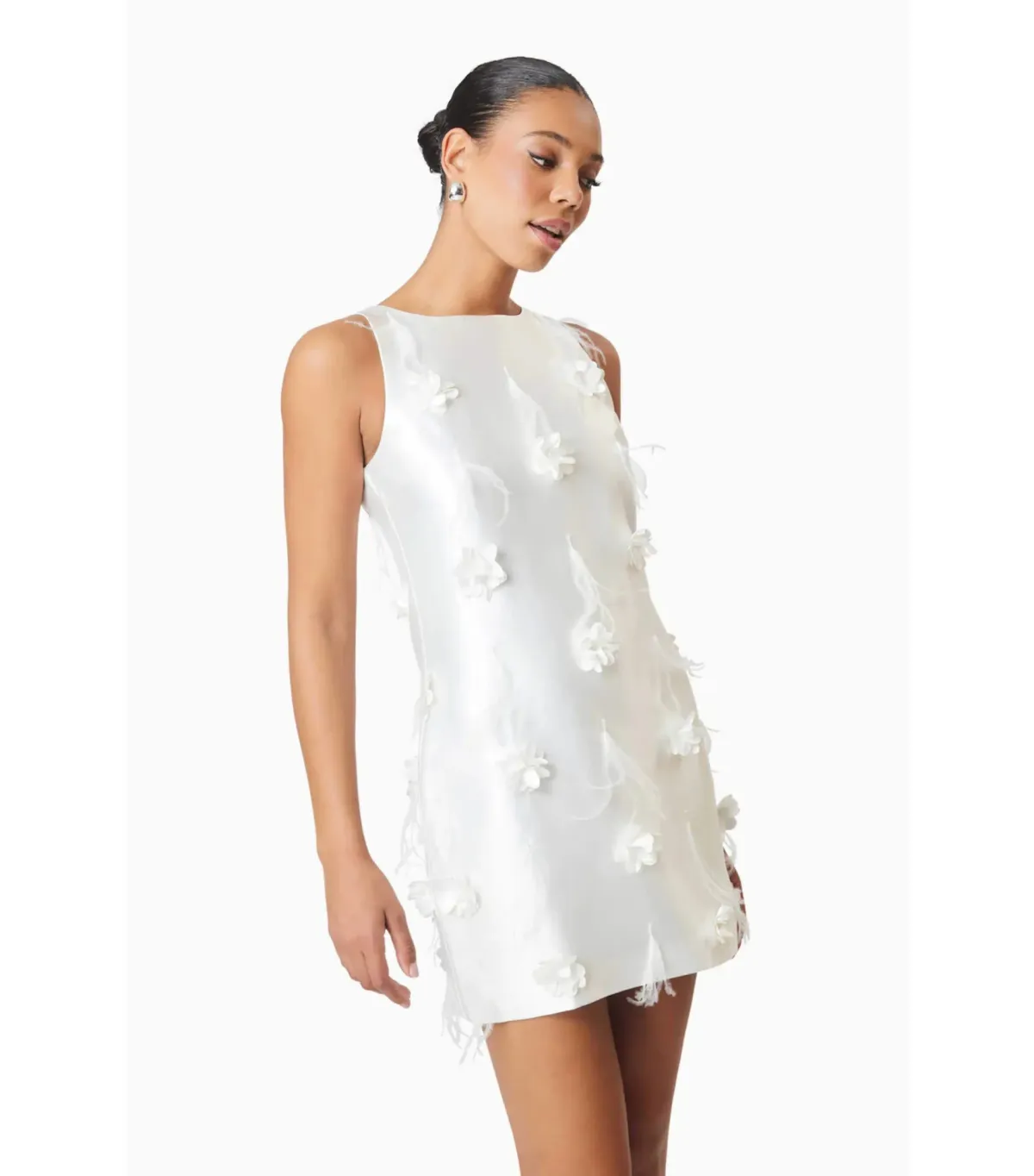 Elliat Lunaria Satin Mini Dress in White Size AU 10 - Image 2