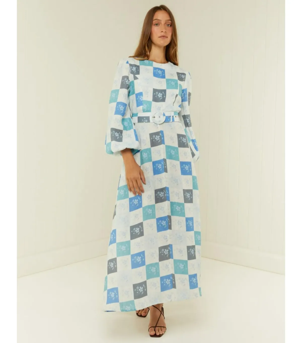 Palm Noosa Melrose Maxi Dress Blue Tile Size AU 14 - Image 1