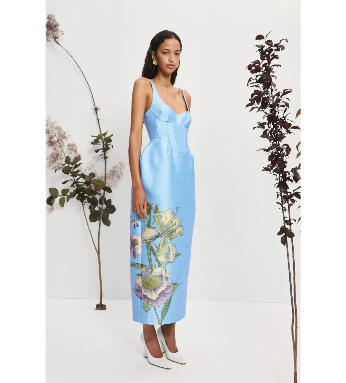 Alemais Donata Taffeta Maxi Gown Blue Print Size AU 10 - Image 4