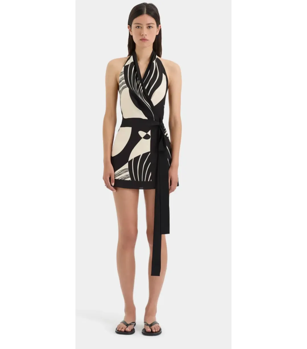 Sir The Label Realisme Wrap Halter Mini Dress Papier Print Size AU 8 for rent on The Volte - main image