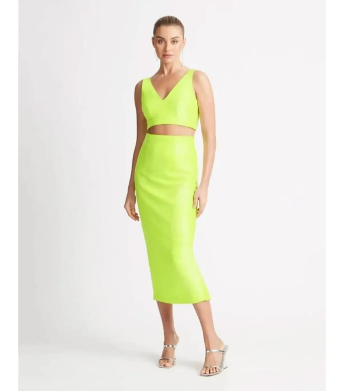 Sheike Empire Sequin Top and Midi Skirt Set in Zest Size AU 8 - Image 1