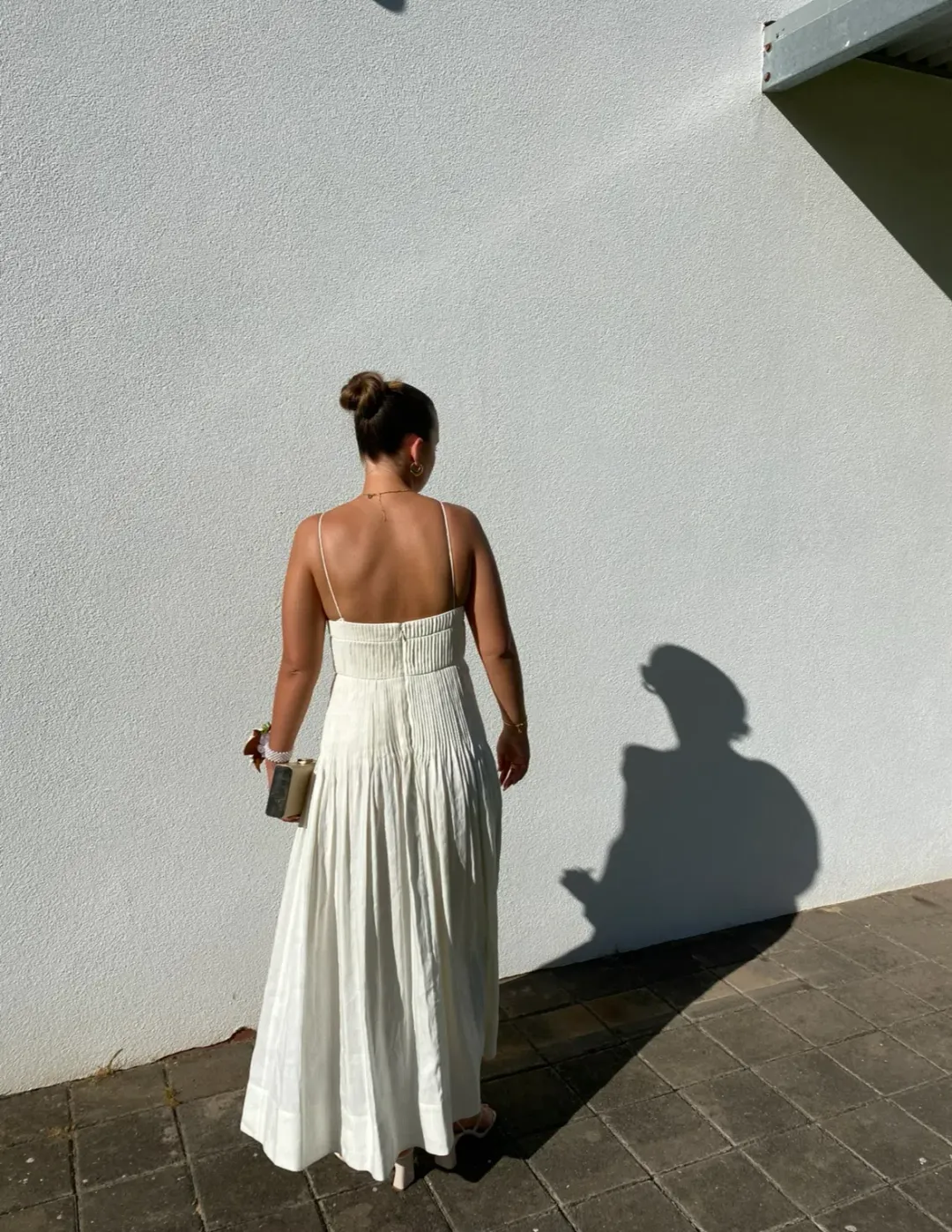 Clea Cameron Pin Tuck Midi Dress White Size AU 8 for rent on The Volte - main image