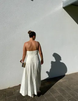 Clea Cameron Pin Tuck Midi Dress White Size AU 8 for rent on The Volte - image 3