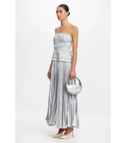 Acler Rockland Midi Dress in Dove Metallic Size AU 10 for rent on The Volte - image 2