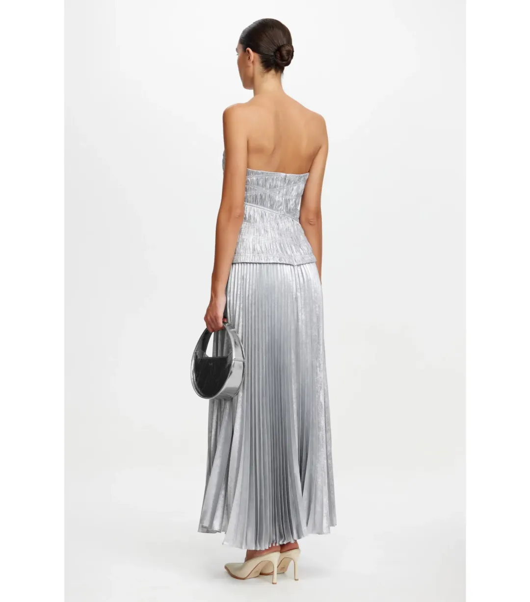 Acler Rockland Midi Dress in Dove Metallic Size AU 10 for rent on The Volte - main image