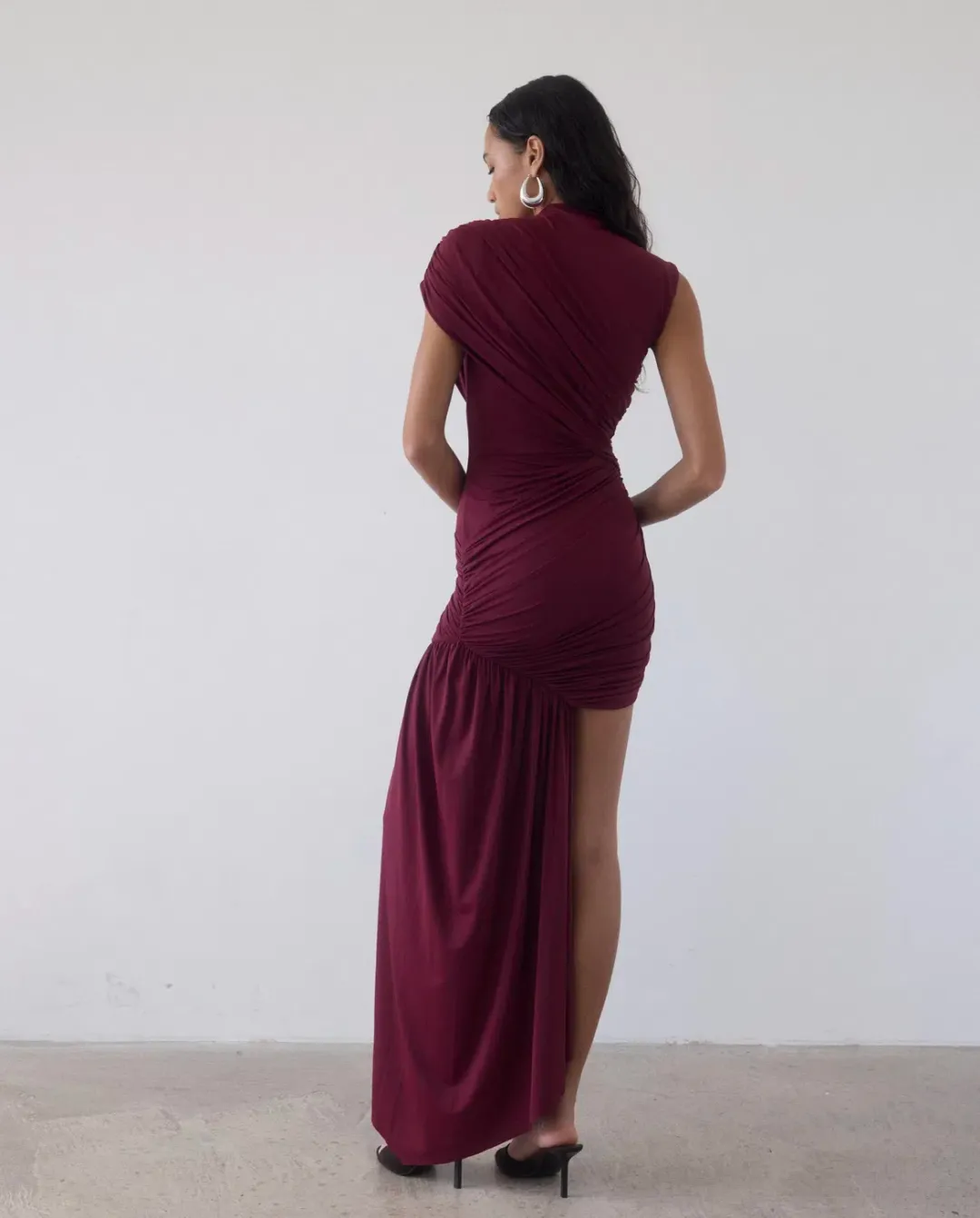 De La Vali Ravenna Mini Dress in Earth Spandex Jersey Red Size AU 10 for rent on The Volte - main image