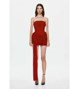 Misha The Ember Wrapped Mini Dress in Cherry Red XS / AU 6 for rent on The Volte - image 4
