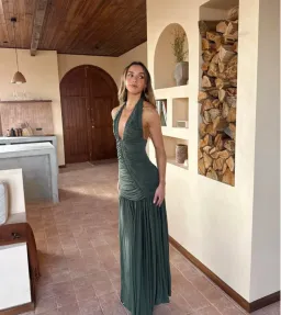 Christopher Esber Orion Gown Bottle Green Size 6 for rent on The Volte - image 2