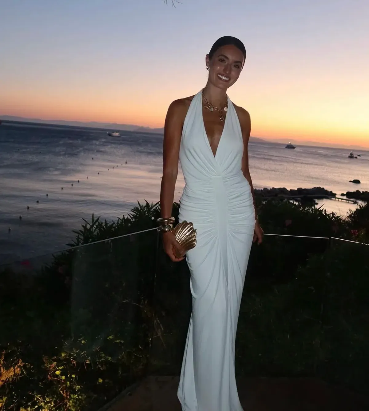 Misha The Venus Gathered Cupro Dress White S/ Au 8 - Image 1