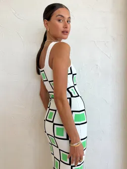 By Johnny Lipari Knit Midi In Green Ivory Black Size 6 for rent on The Volte - image 6