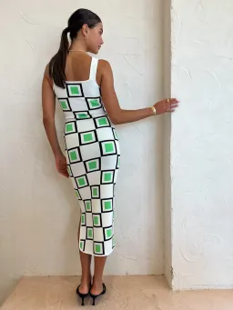 By Johnny Lipari Knit Midi In Green Ivory Black Size 6 for rent on The Volte - image 5