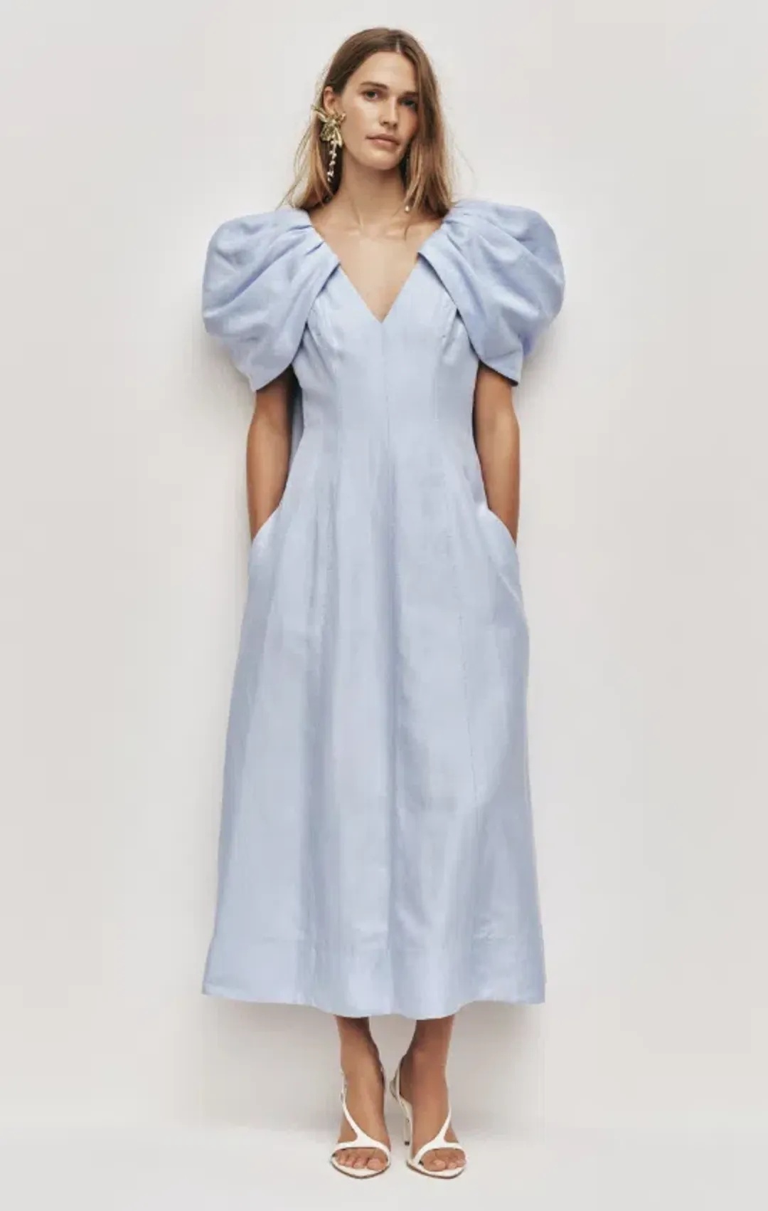 AJE Bisou Midi Dress Pale Blue Size 8 for rent on The Volte - main image