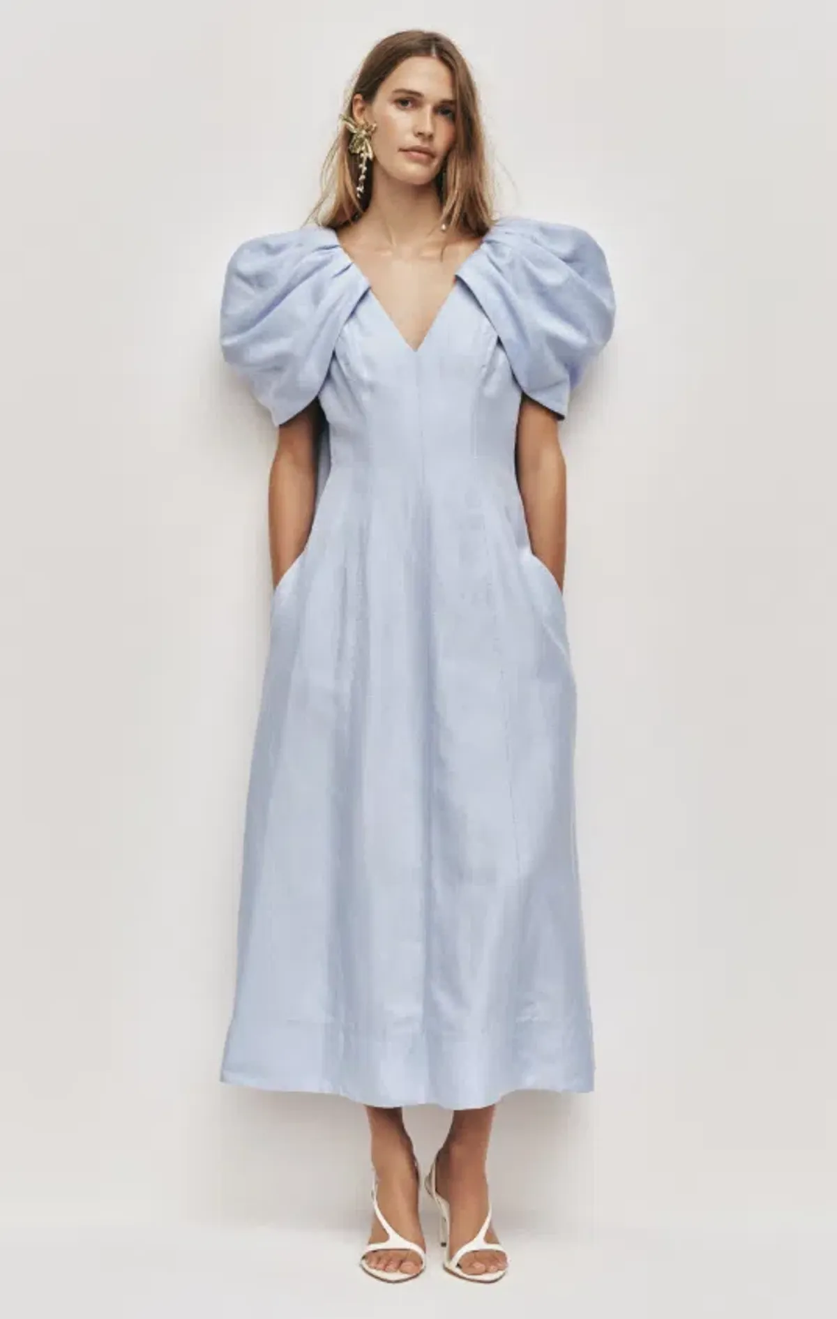 AJE Bisou Midi Dress Pale Blue Size 8 for rent on The Volte - main image