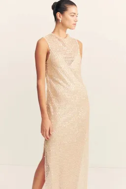 Shona Joy Everly High Neck Sleeveless Maxi Dress Macadamia Size 10 for rent on The Volte - image 2