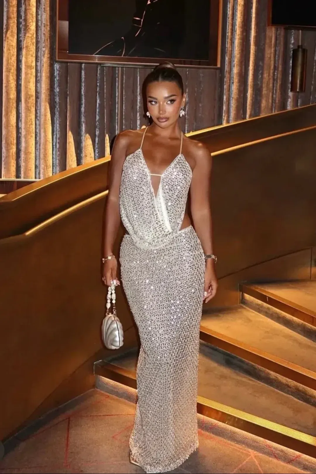 Sydney Lane Crystal Sequin Co-ord Set Quartz Size 8 / S for rent on The Volte - main image