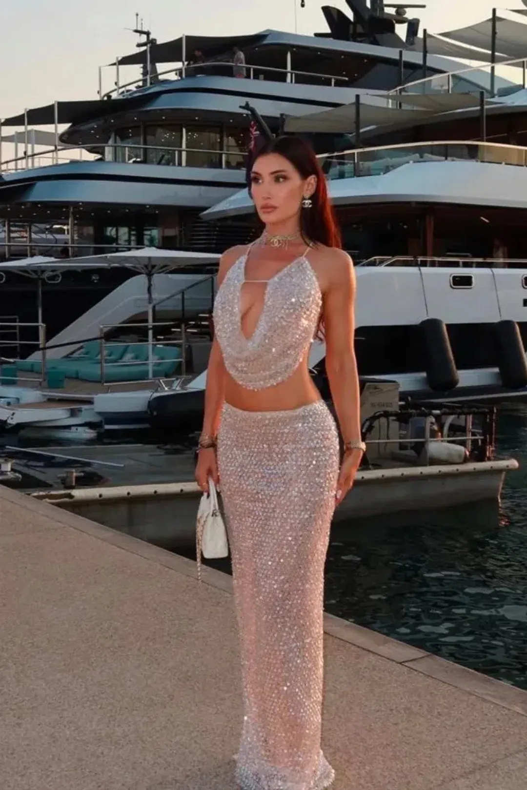 Sydney Lane Crystal Sequin Co-ord Set Quartz Size 8 / S for rent on The Volte - main image