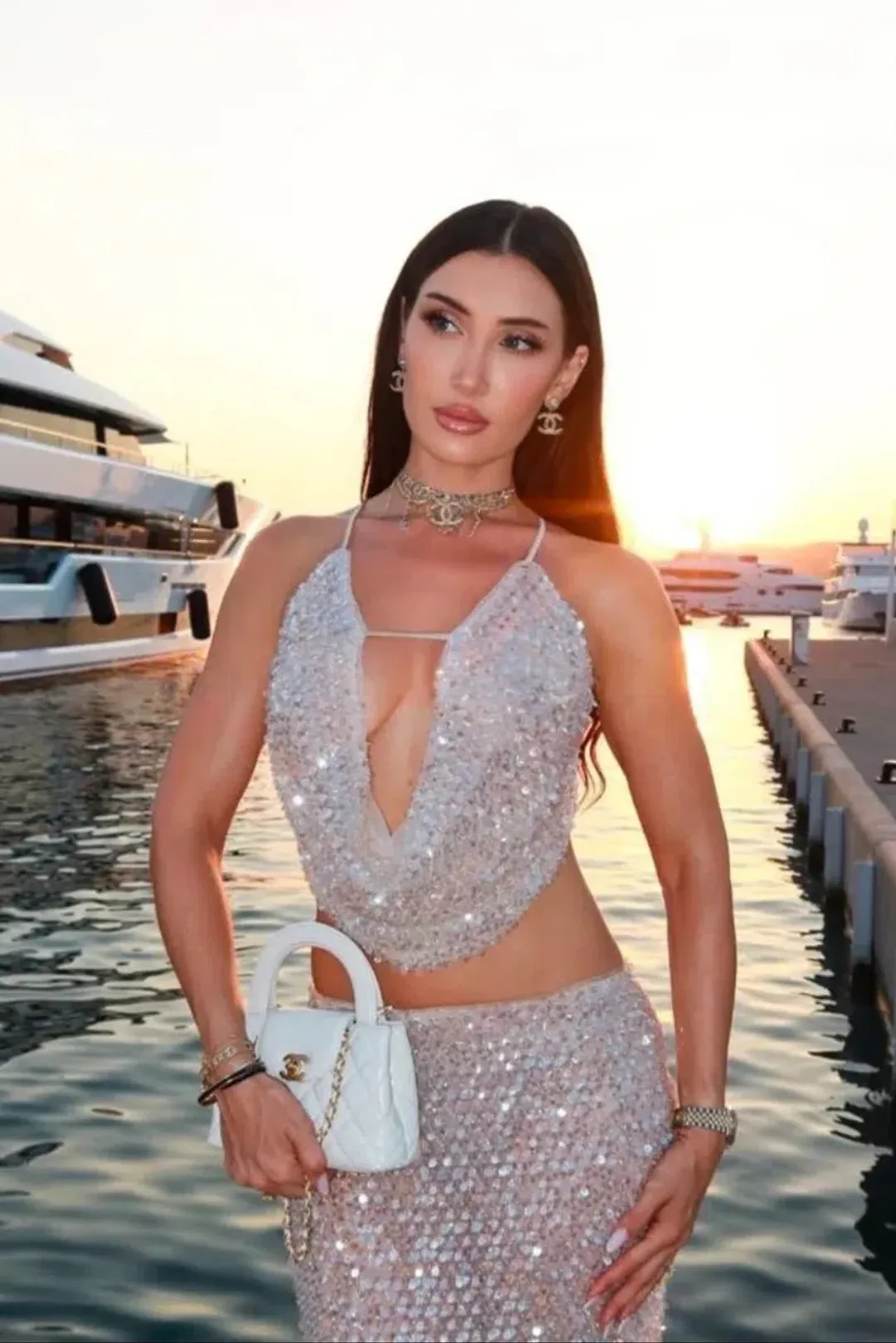 Sydney Lane Crystal Sequin Co-ord Set Quartz Size 8 / S for rent on The Volte - main image