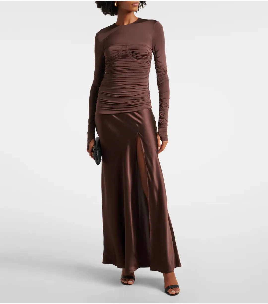Sir the Label Alessia Draped Maxi Gown Brown Size 0 / AU 6 for rent on The Volte - main image