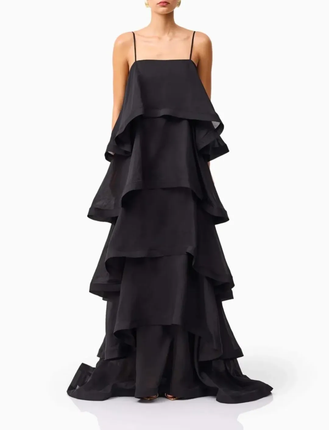 Elliatt Tilly 5 Tiered Maxi Dress in Black Size AU 8 for rent on The Volte - main image