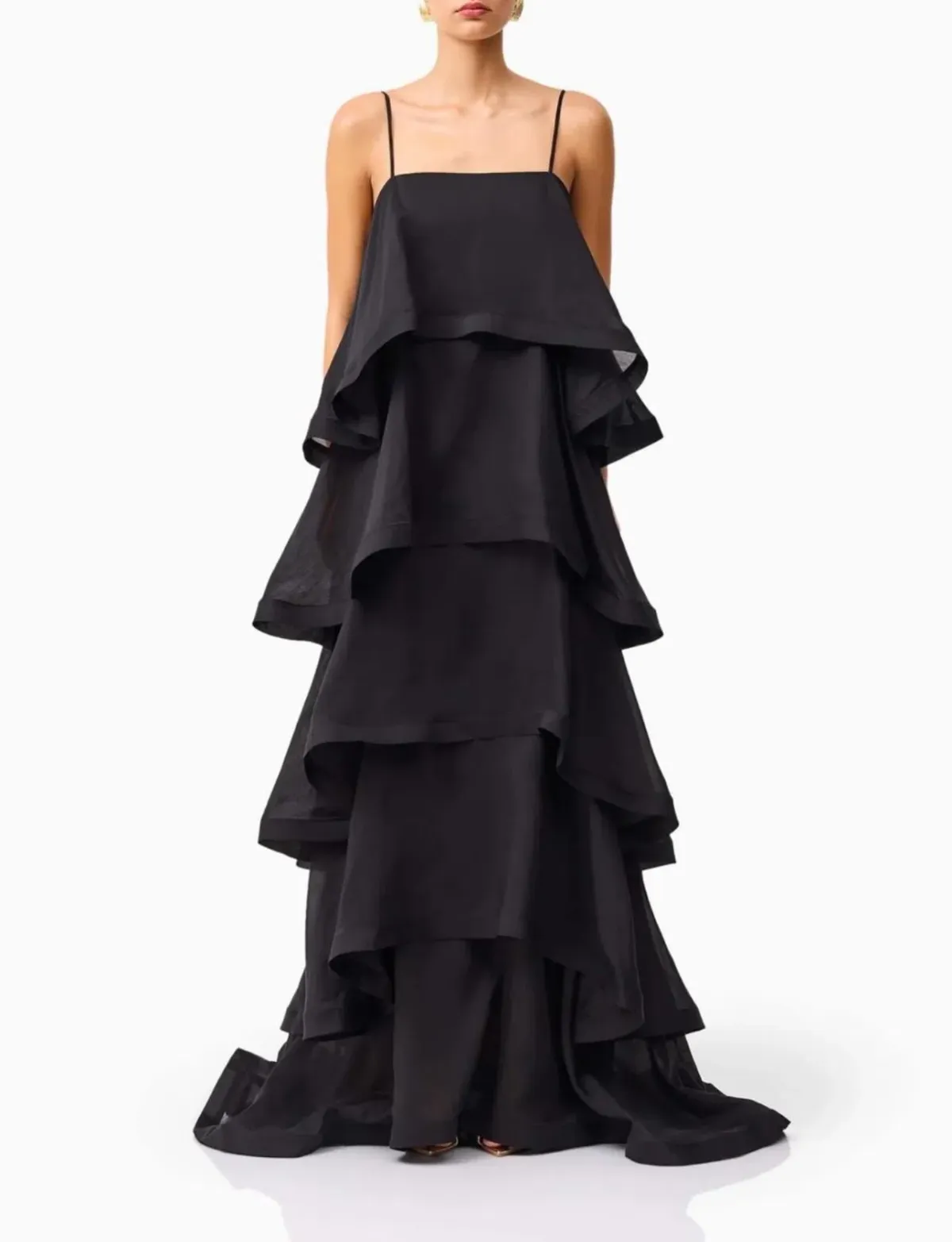 Elliatt Tilly 5 Tiered Maxi Dress in Black Size AU 8 - Image 1