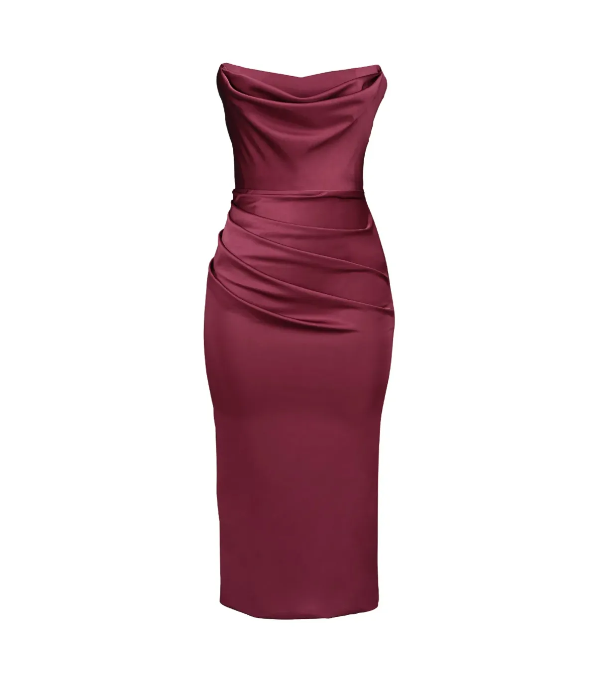 House Of CB Santana Satin Strapless Midi Dress Berry Size M / AU 10 - Image 8