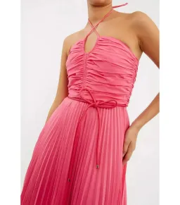 Rebecca Vallance Rosa Halter Midi Dress Pink Size AU 14 for rent on The Volte - image 2