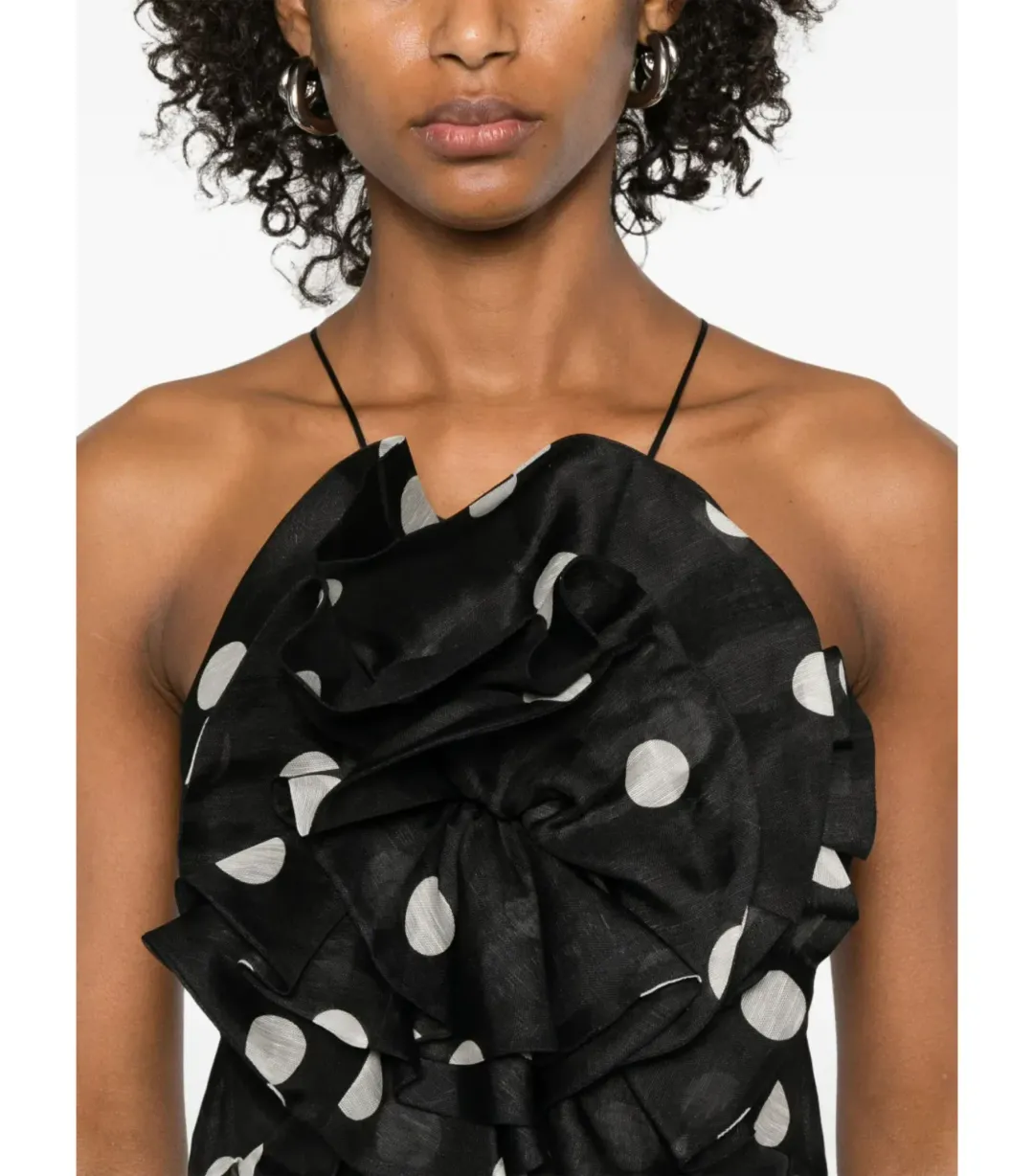 Zimmermann Crush Ruffle Halter Maxi Gown Polka Dot Size 2 / AU 12 for rent on The Volte - main image