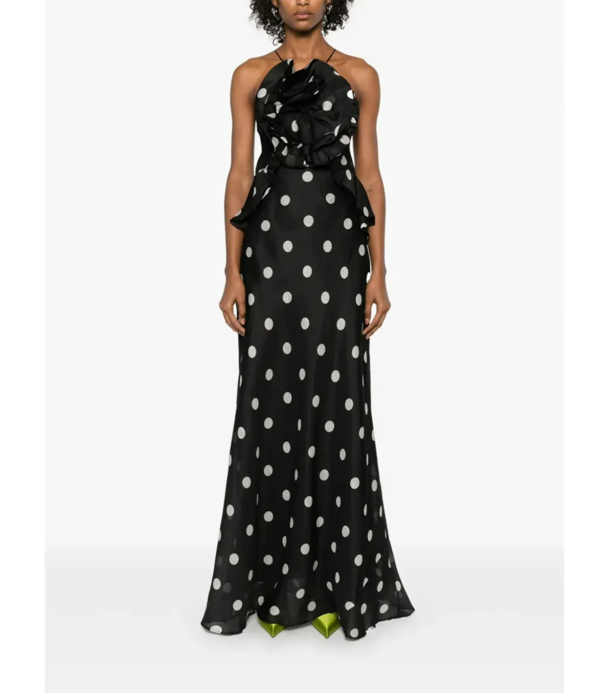 Zimmermann Crush Ruffle Halter Maxi Gown Polka Dot Size 2 / AU 12 for rent on The Volte - main image
