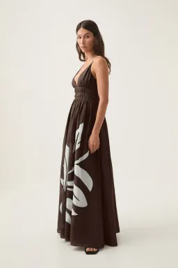 Aje Planetary Maxi Dress Abstract Fern Carob Size AU 6 for rent on The Volte - image 2