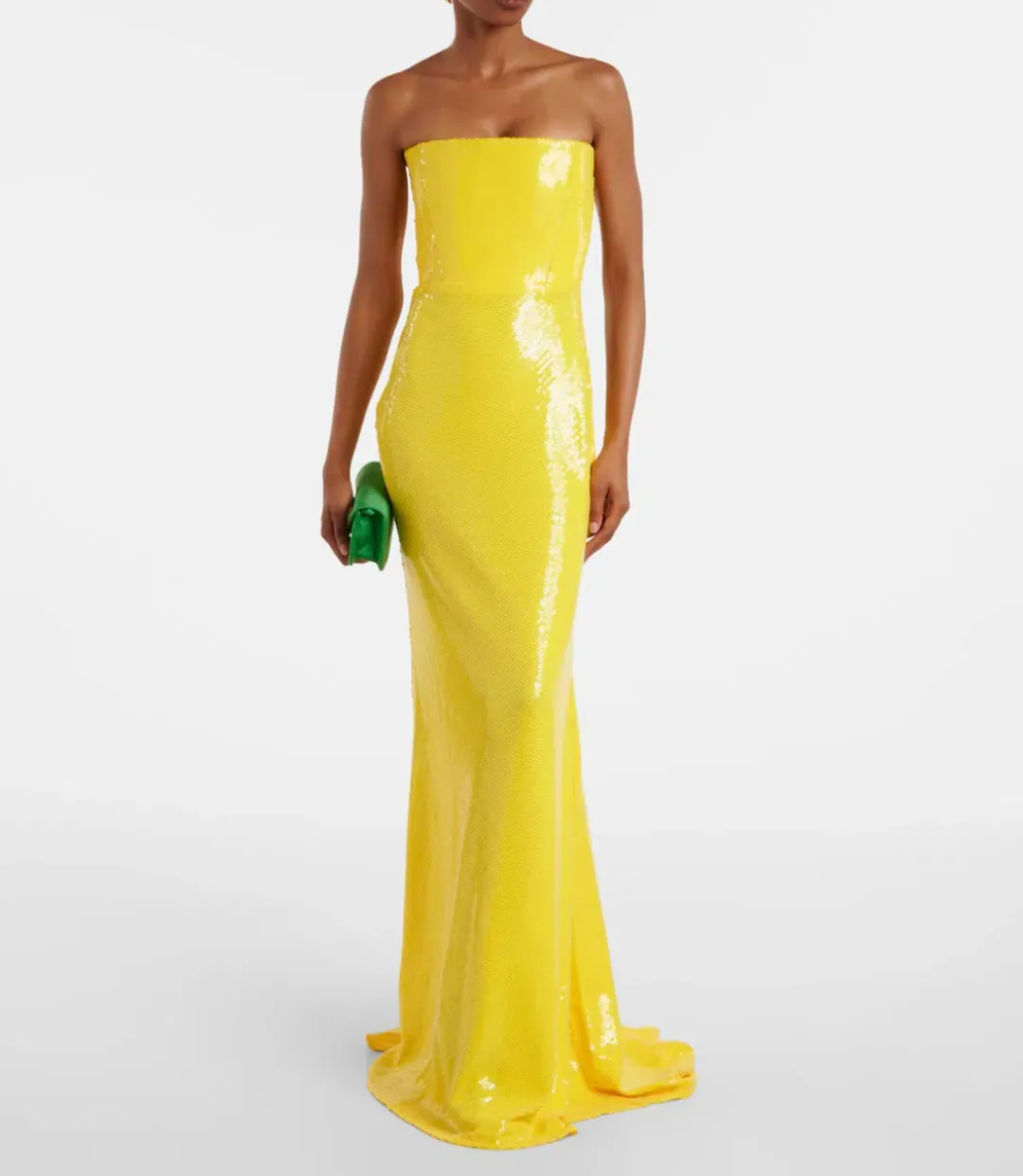 Alex Perry Strapless Sequined Corset Maxi Gown Yellow Size AU 6 for rent on The Volte - main image