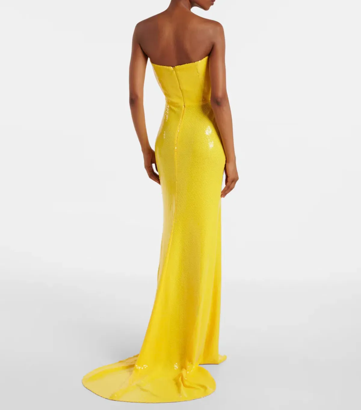 Alex Perry Strapless Sequined Corset Maxi Gown Yellow Size AU 6 - Image 2