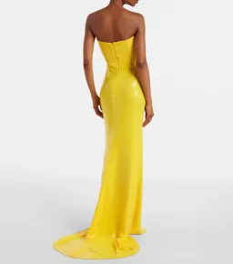 Alex Perry Strapless Sequined Corset Maxi Gown Yellow Size AU 6 for rent on The Volte - image 2