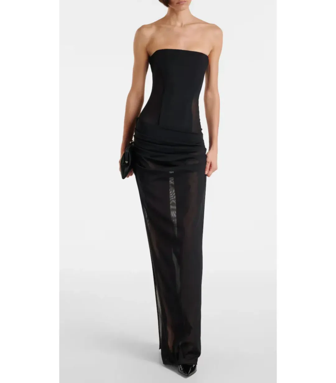 Alex Perry Sheer Strapless Corset Maxi Dress in Black Size AU 8 for rent on The Volte - main image
