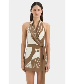Sir the Label Almara Wrap Halter Mini Dress Espresso Stripe Size 1 / AU 8 for rent on The Volte - image 2