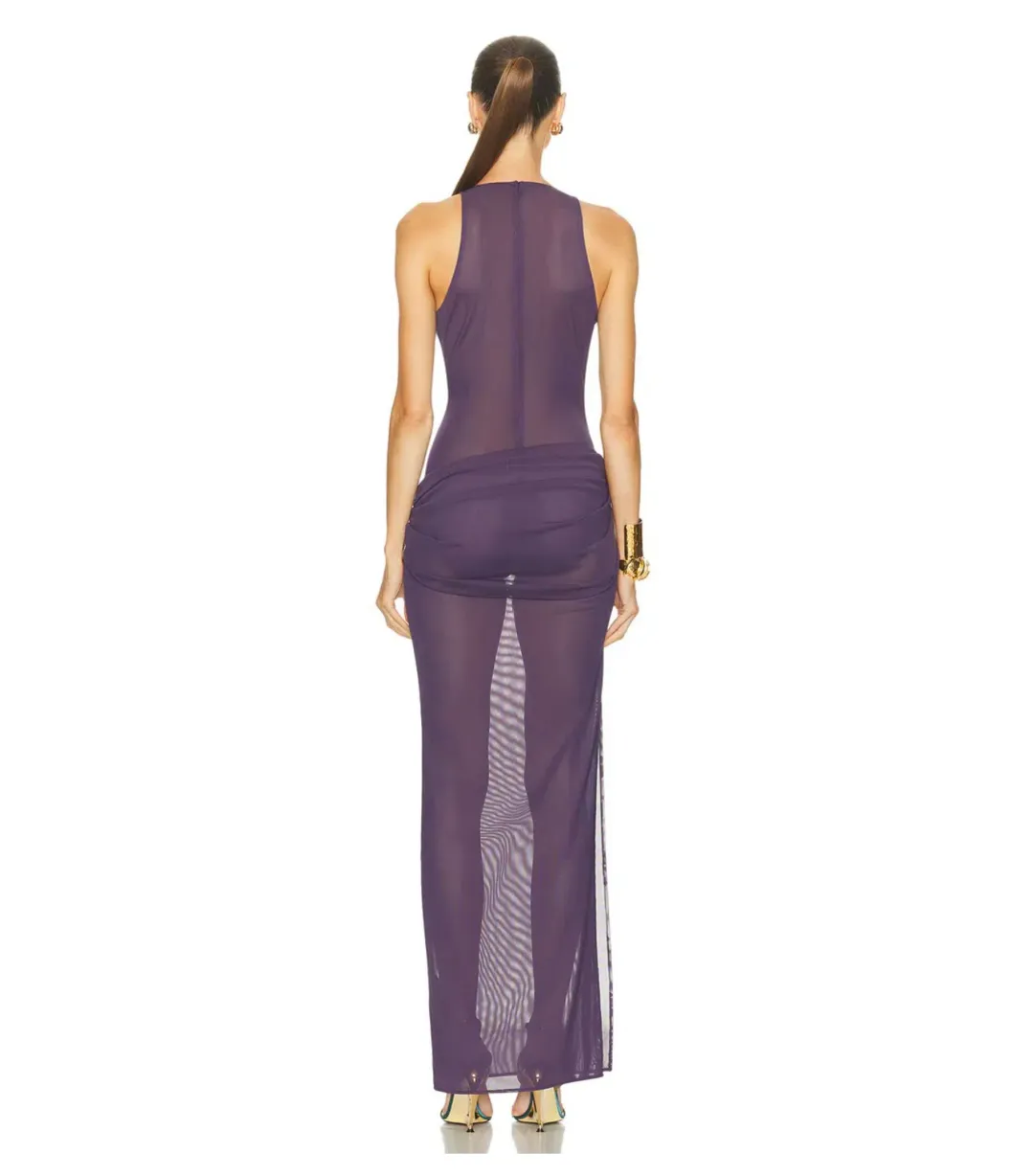 Alex Perry Tucked Halter Column Maxi Dress in Purple AU 8 for rent on The Volte - main image