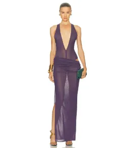 Alex Perry Tucked Halter Column Maxi Dress in Purple AU 8 for rent on The Volte - image 1