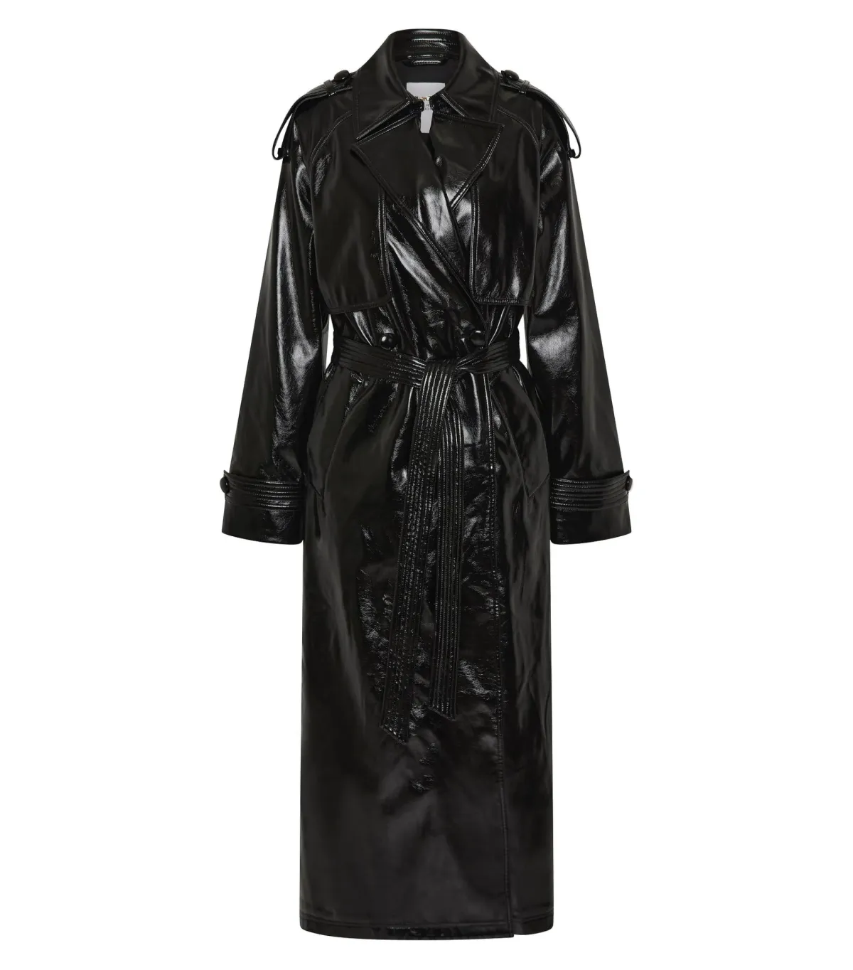 Aje Studio Raven Vegan Leather Trench Black Size AU 10 - Image 5