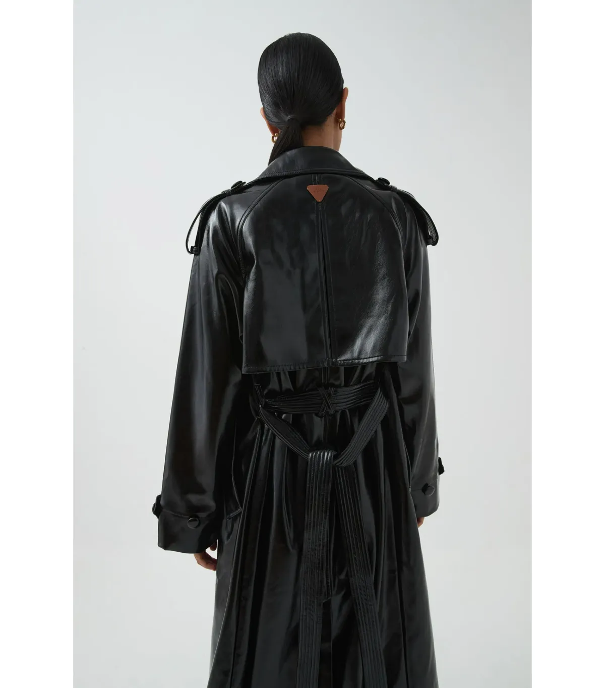 Aje Studio Raven Vegan Leather Trench Black Size AU 10 - Image 4