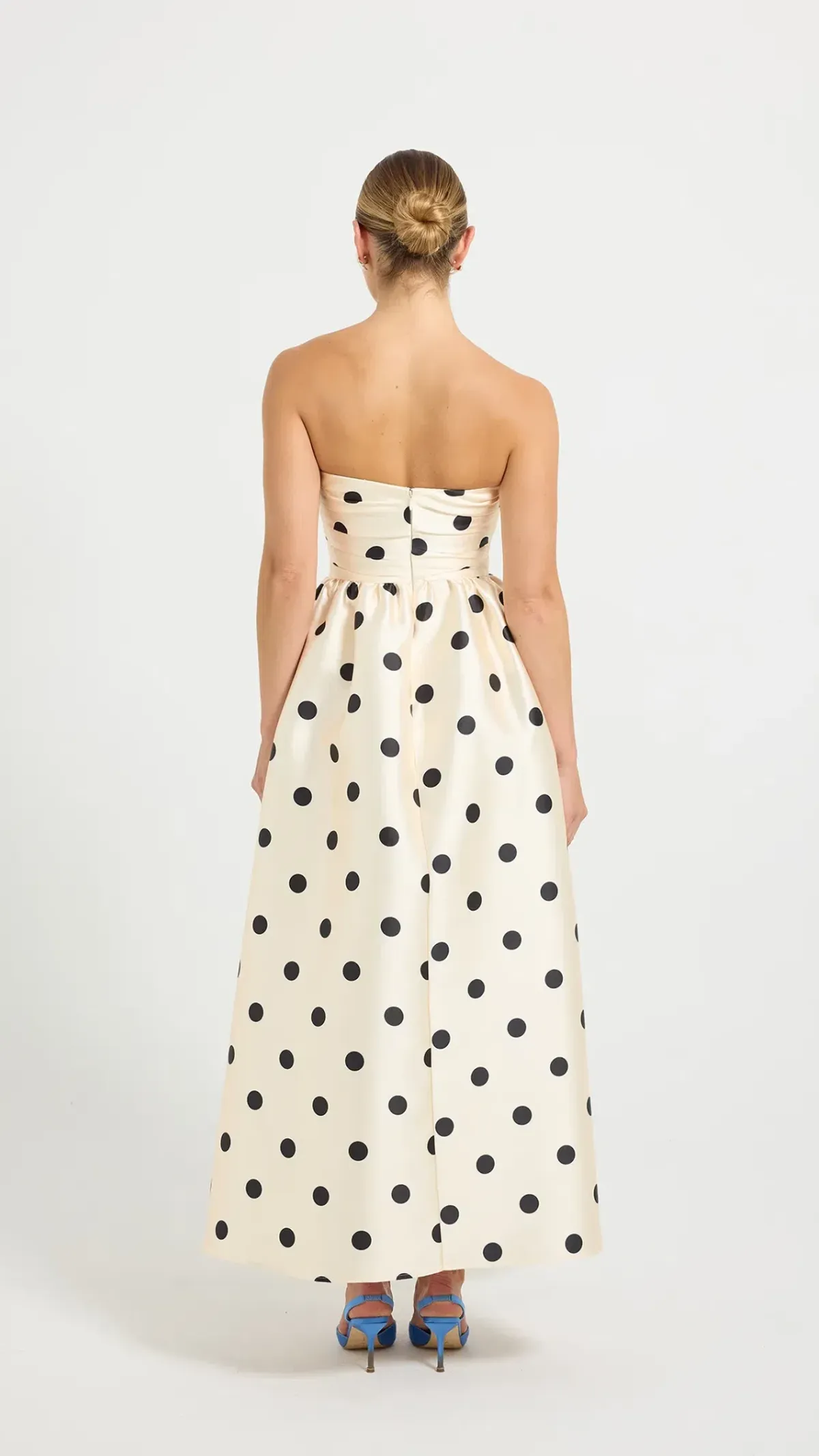 Pasduchas Dottie Strapless Midi Size 8 in Cream/Black - Image 3