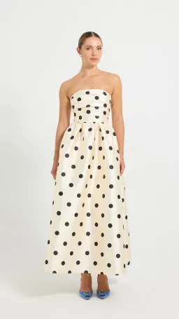 Pasduchas Dottie Strapless Midi Size 8 in Cream/Black for rent on The Volte - image 1