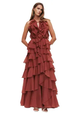 Aje Cleo Maxi Gown in Rust Red Size 16 for rent on The Volte - image 1