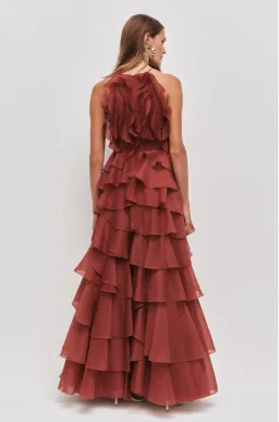 Aje Cleo Maxi Gown in Rust Red Size 16 for rent on The Volte - image 3