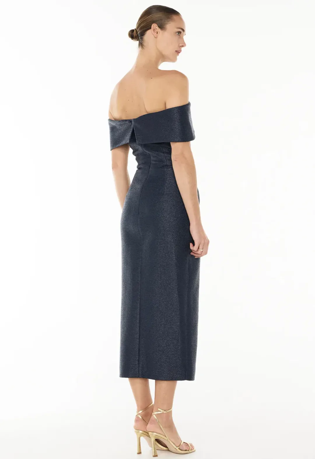 Manning Cartel Micro Weave Off Shoulder Dress Navy Size 12 for rent on The Volte - main image