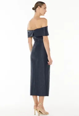 Manning Cartel Micro Weave Off Shoulder Dress Navy Size 12 for rent on The Volte - image 2