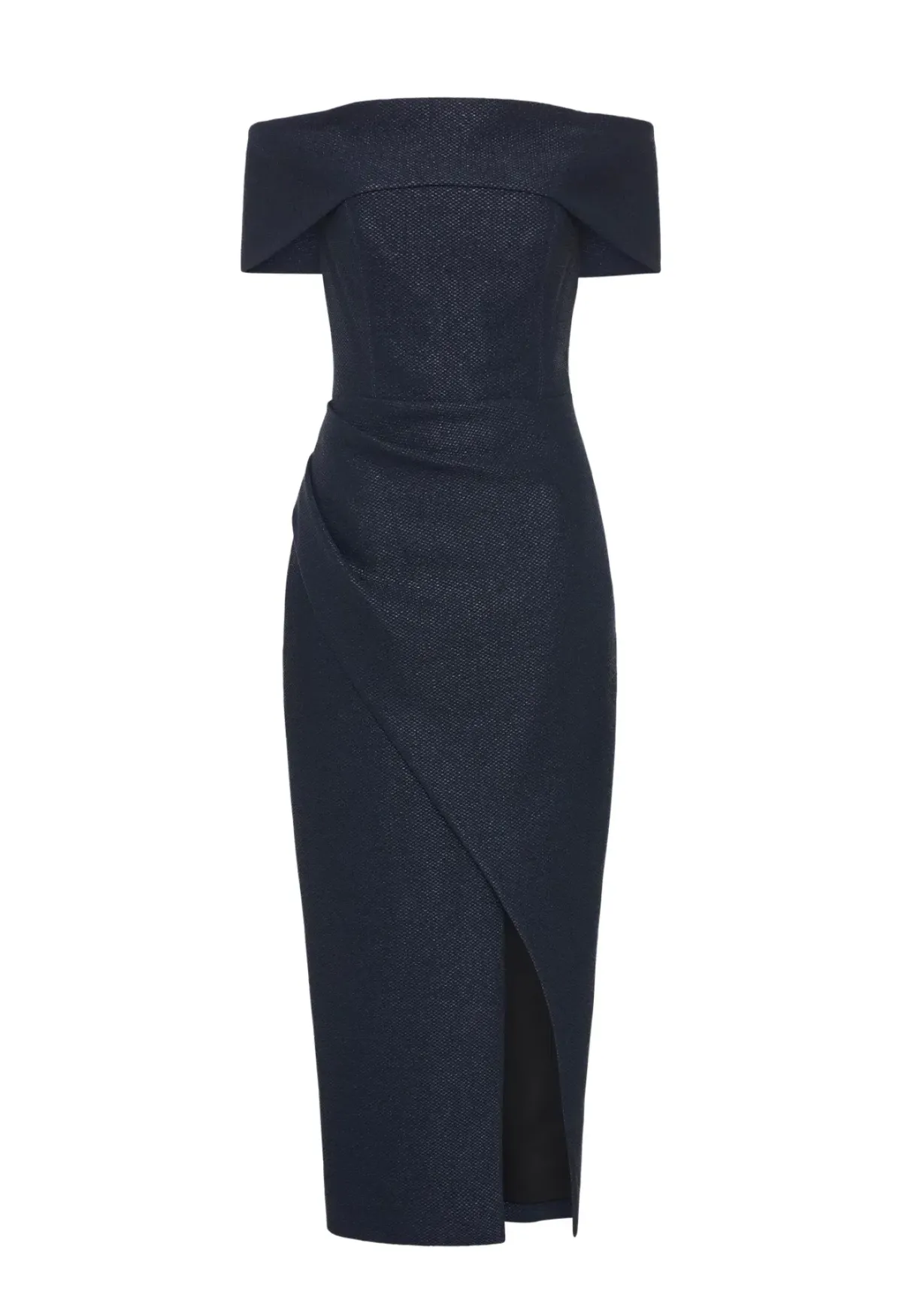 Manning Cartel Micro Weave Off Shoulder Dress Navy Size 12 - Image 4