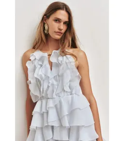 Aje Cleo Mini Dress Silver Blue Size 8 for rent on The Volte - image 3