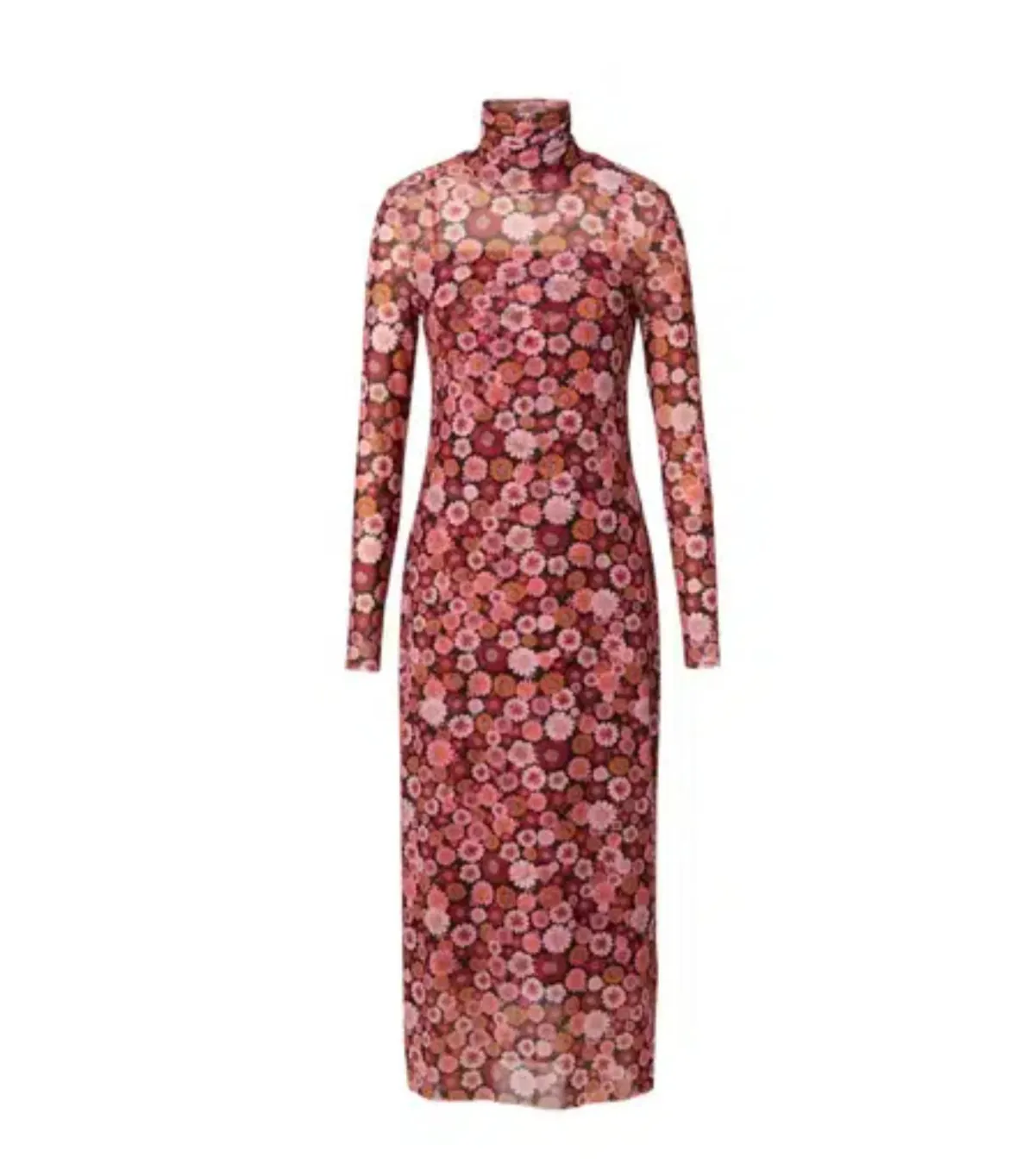 Scanlan Theodore Floral Mesh Midi Dress Pink Floral Size AU 6 - Image 4